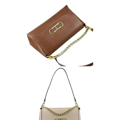 Elegant Black Leather Women Shoulder Bag Metal Logo Flap Handbag Chain Strap Office Commute Daily Casual