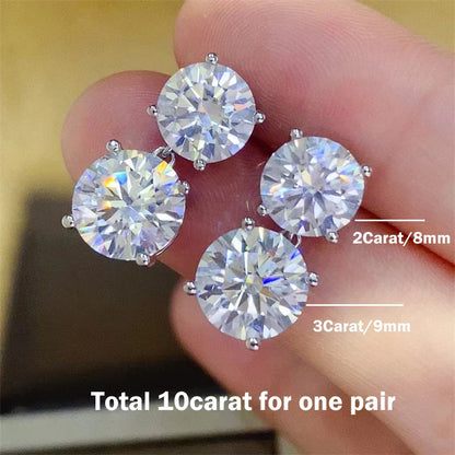 5.6cttw D Color Round Brilliant Cut Moissanite Diamond Drop Earrings with Certificate 925 Sterling Silver Stud Earring for Women