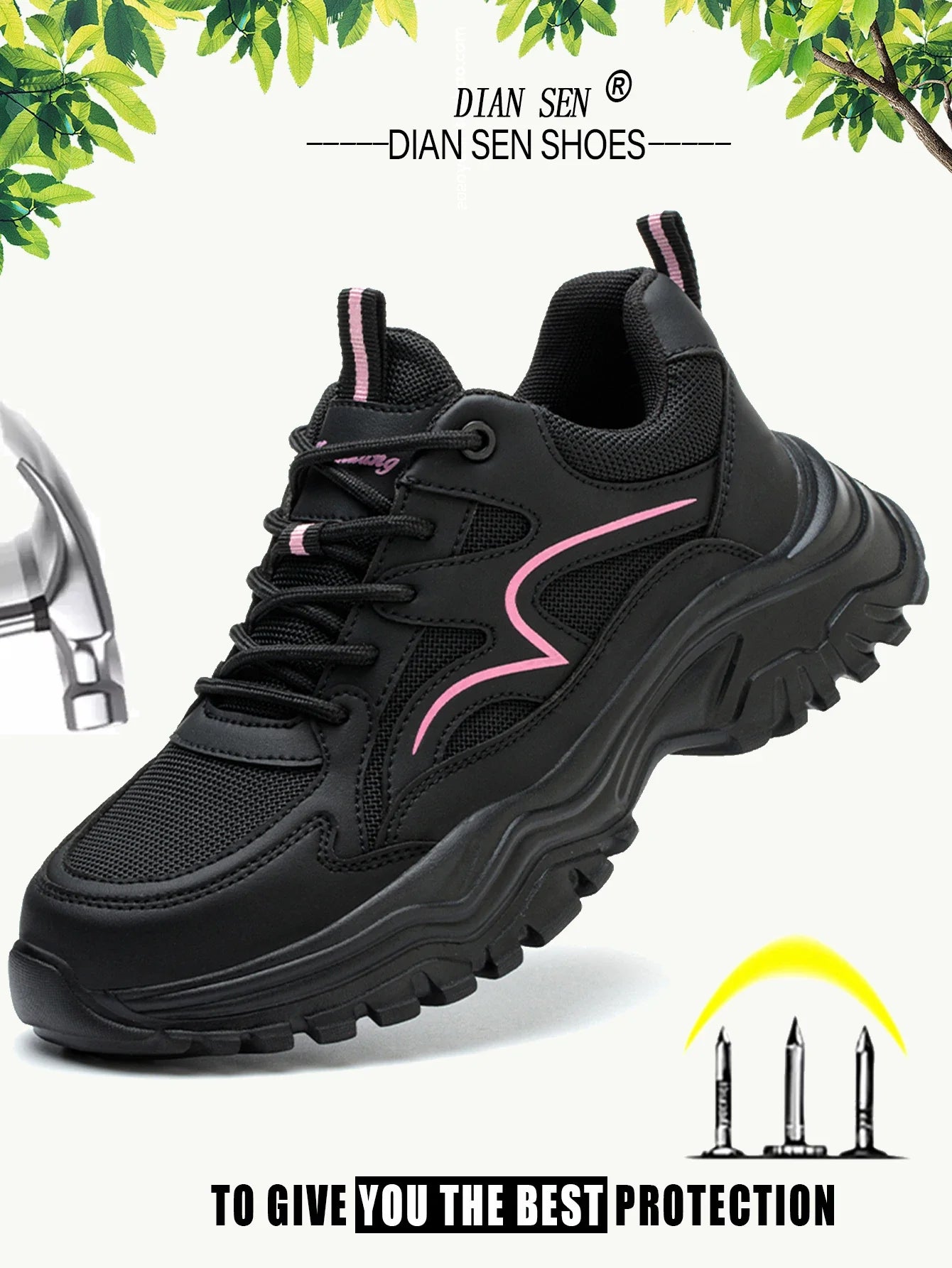 New Fashion Women Safety Shoes For Work Safety Boots Breathable Steel Toe Puncture Proof Sport Work Sneakers Slip-resistant