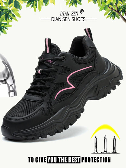 New Fashion Women Safety Shoes For Work Safety Boots Breathable Steel Toe Puncture Proof Sport Work Sneakers Slip-resistant