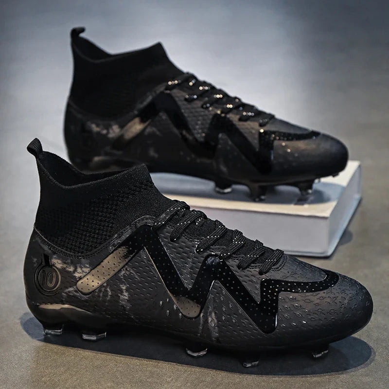 Adult Professional FG/TF Soccer Shoes Non-Slip Long Spike Football Boots Young Kids High Ankle Cleats Grass Soccer Sneakers ﻿
