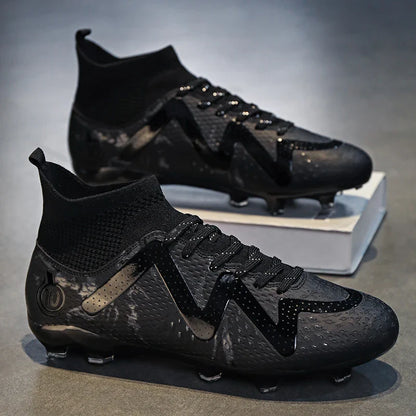 Adult Professional FG/TF Soccer Shoes Non-Slip Long Spike Football Boots Young Kids High Ankle Cleats Grass Soccer Sneakers ﻿