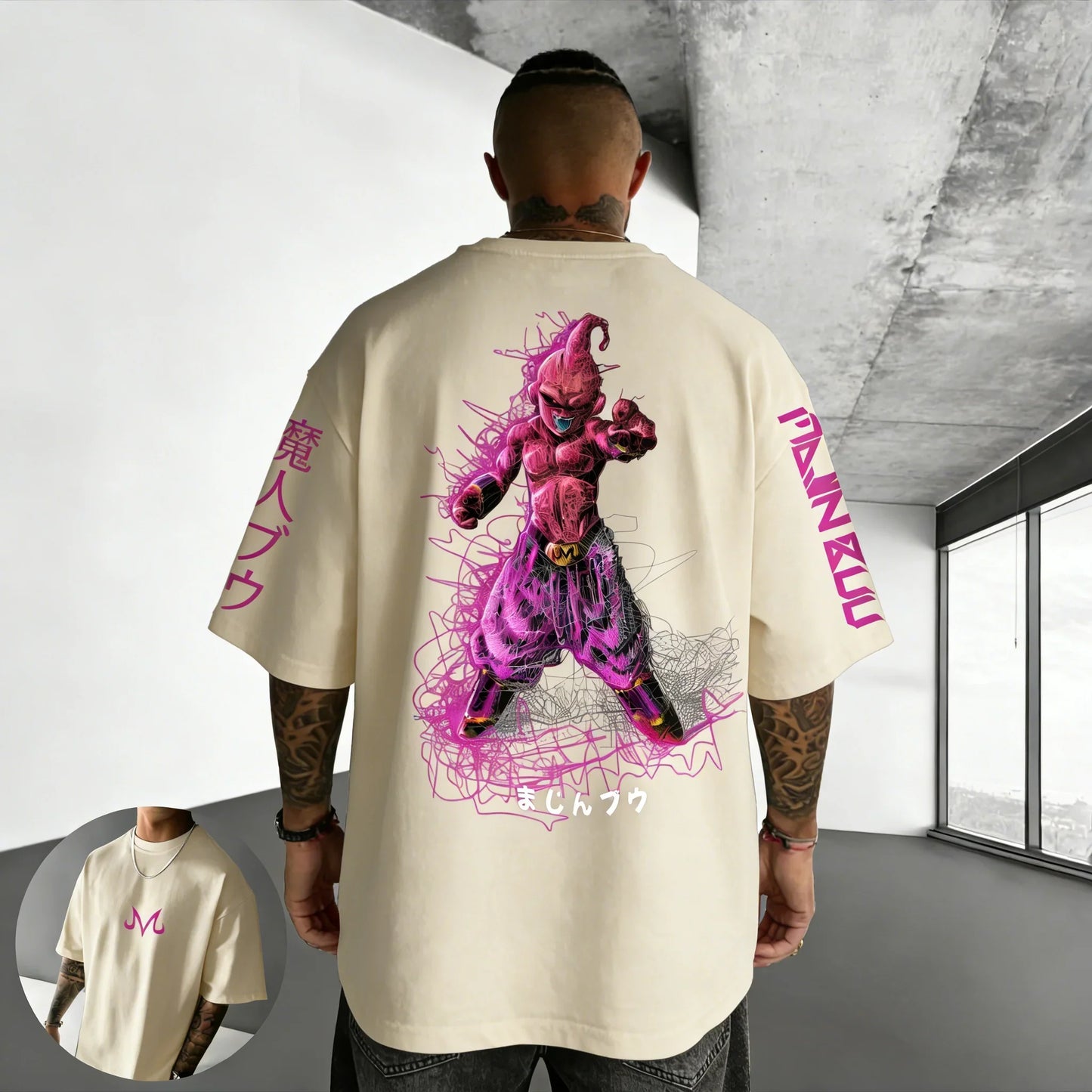 T-shirt Summer New Majin Buu Print Men and Women Harajuku Loose Casual Parent-child Short Sleeved Shirt