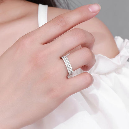 Full Moissanite Ring Sterling Silver 925 with Gold Plated Wedding Engagement Eternity Band Patry Luxury Jewelry for Women