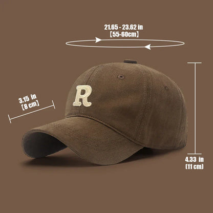 New Unisex Korean Version Big Head Circumference Three-Dimensional R Letter Cotton Thorn 3Dimensional Embroidered Baseball Cap