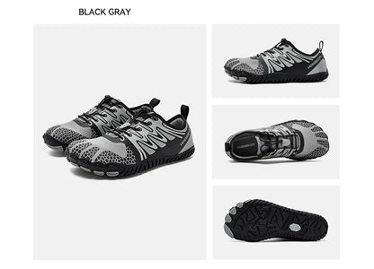 Wide Toe Barefoot Shoes for Unisex Artificial Leather Outdoor Walking Sneakers Zero Drop Minimalist Elastic Band Shoes