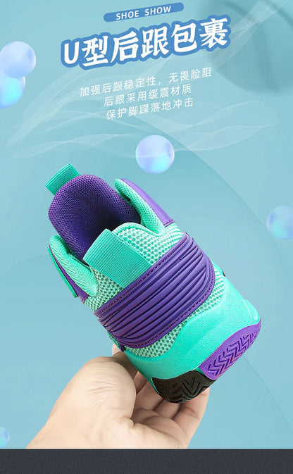 Children Basketball Shoes for Boys Girls Kids Teenagers Breathable Non-slip Lace Up Indoor Outdoor Training Sneakers Tennis Shoe