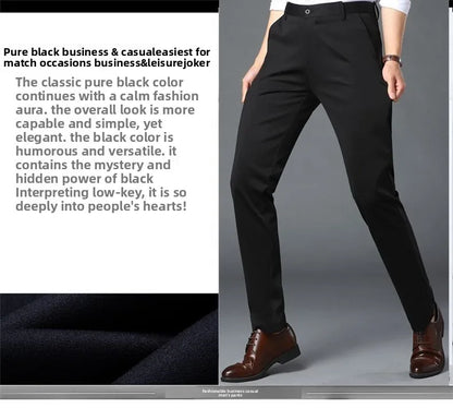 Men's Stretch Dress Pants Wrinkle Free, Slim Fit Business Trousers for Office, Spring Summer Lightweight Chino Slacks Black Blue
