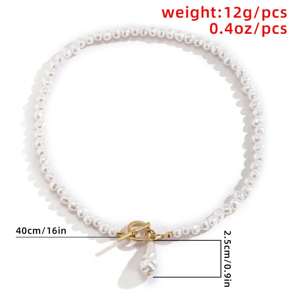 Elegant Irregular Imitation Pearl Beads Necklace for Women Vintage Party Wedding Tassels Choker Fashion Jewelry Accessories Gift
