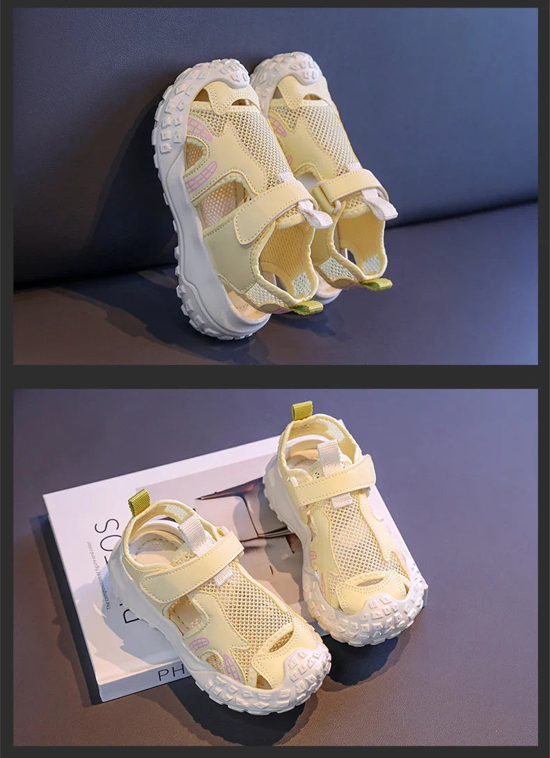 Children's sports sandals 2025new style summer girls' single mesh casual shoes anti-slip boys' closed-toe soft-soled beach shoes