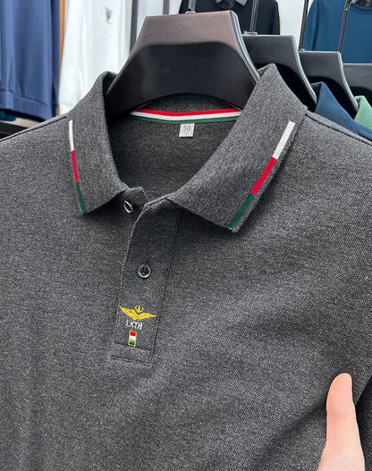 100% pure cotton long sleeved men's polo shirt autumn luxury brand custom embroidery design fashionable golf top casual T-shirt