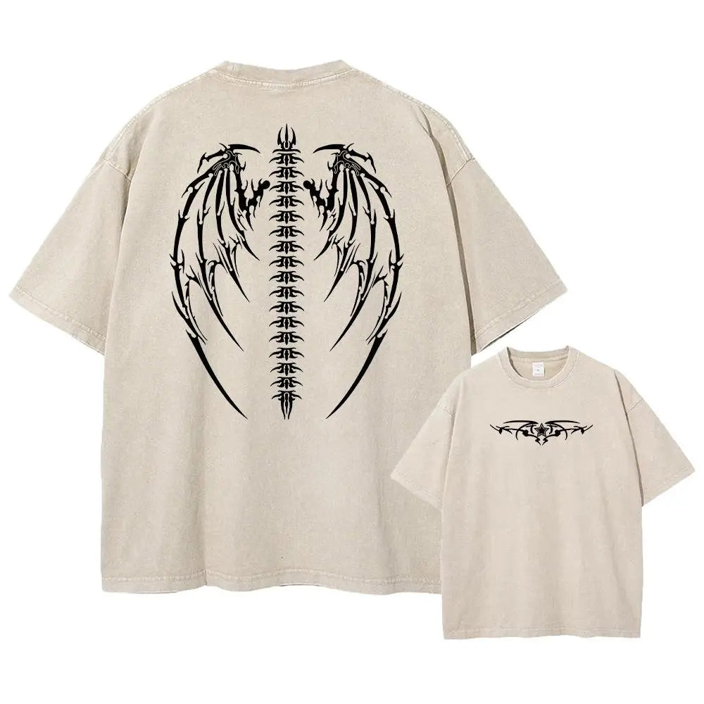 Vintage Washed T-shirt Man Women Short Sleeve Tee Streetwear 2026 Oversized Anime Print Casual Tops Harajuku Summer Y2k Clothes