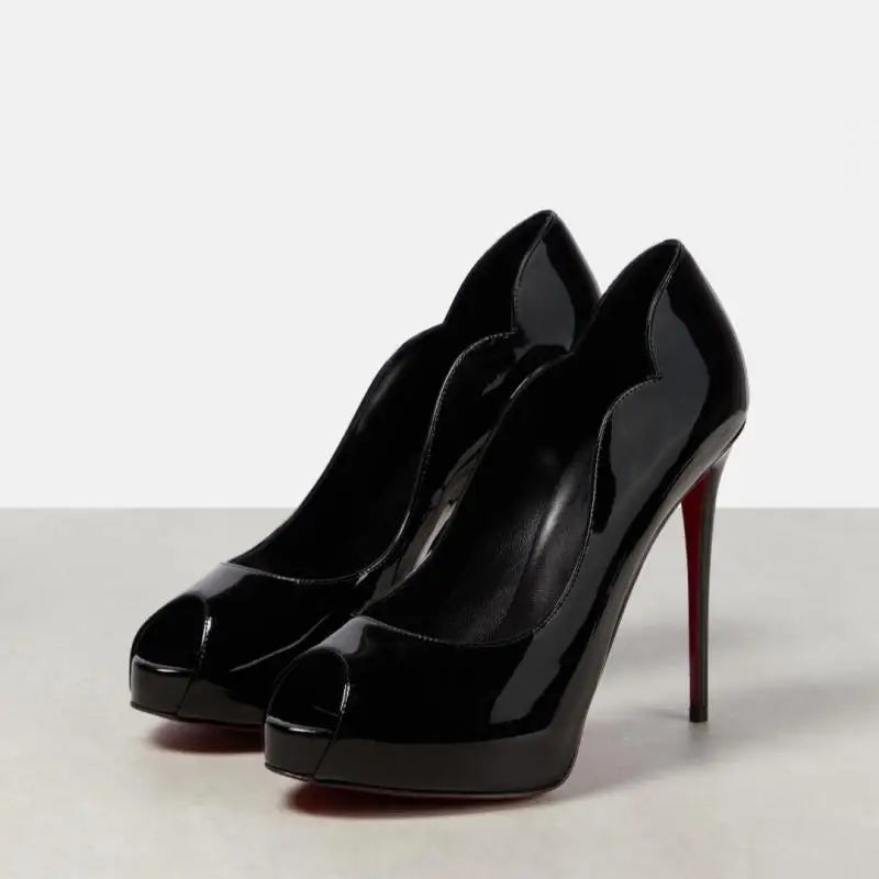 Patent Leather Stiletto High Heels Hot Chick Platform Sandals Sexy Peep Toe Large Size Sexy Party Women's Shoes Sandalias Mujer