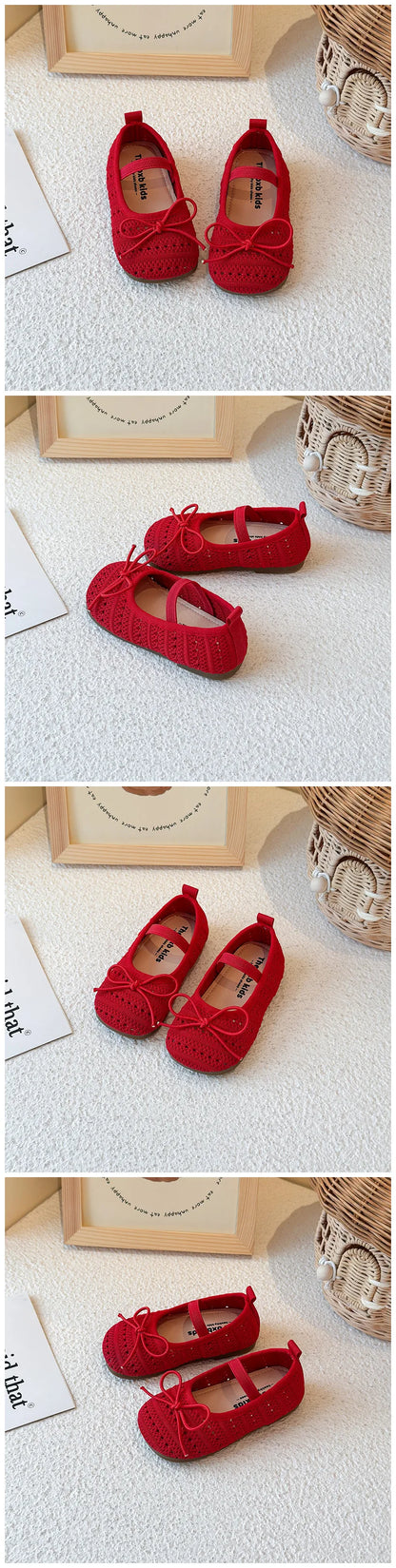 Kids Sandals for Girls Summer New Non-slip Sole Toddler Beach Vacation Shoes with Cute Bowtie Princess Ballet Mary Jane Flats