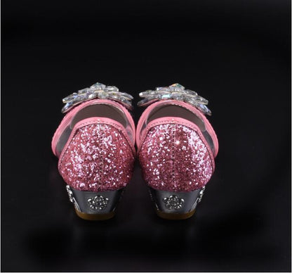 Fashion Cinderella Crystal Bright Diamond Shoes Girl Princess Single Shoes Girl Performance High Heels Shoes