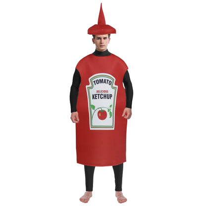 Red Tomato Delicious Ketchup Costume Adult Boy Girl Funny Disguise Suit Yellow Mustard Halloween Cosplay Party Clothes