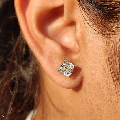 Certified Cushion Cut Moissanite Diamond Stud Earrings 0.5/1ct 925 Sterling Silver Plated 18k Gold Earring for Women Men