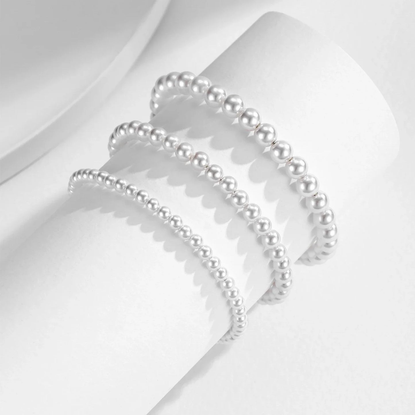 925 Sterling Silver Elegant Delicate 3MM 4MM 5MM Stackable Shell Pearl Bracelet For Women Party Fine Jewelry Gifts