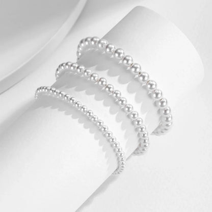 925 Sterling Silver Elegant Delicate 3MM 4MM 5MM Stackable Shell Pearl Bracelet For Women Party Fine Jewelry Gifts