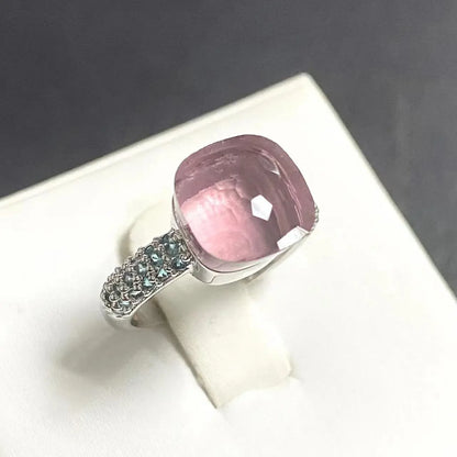 10.6mm Classic Ring for Women Light Blue Zircon Blue Topaz Candy Water Drop Crystal Ring Platinum Plated Jewelry Gift