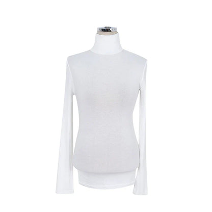 Slim High Quality Plain T Shirt Women Cotton Elastic Basic Female Tops Long Sleeve Sexy Thin T-shirt see through 2026