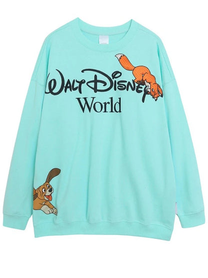 Sweatshirt King of the Jungle Simba Cartoon Print Embroidery Women O-Neck Pullover FleeceJumper Tops