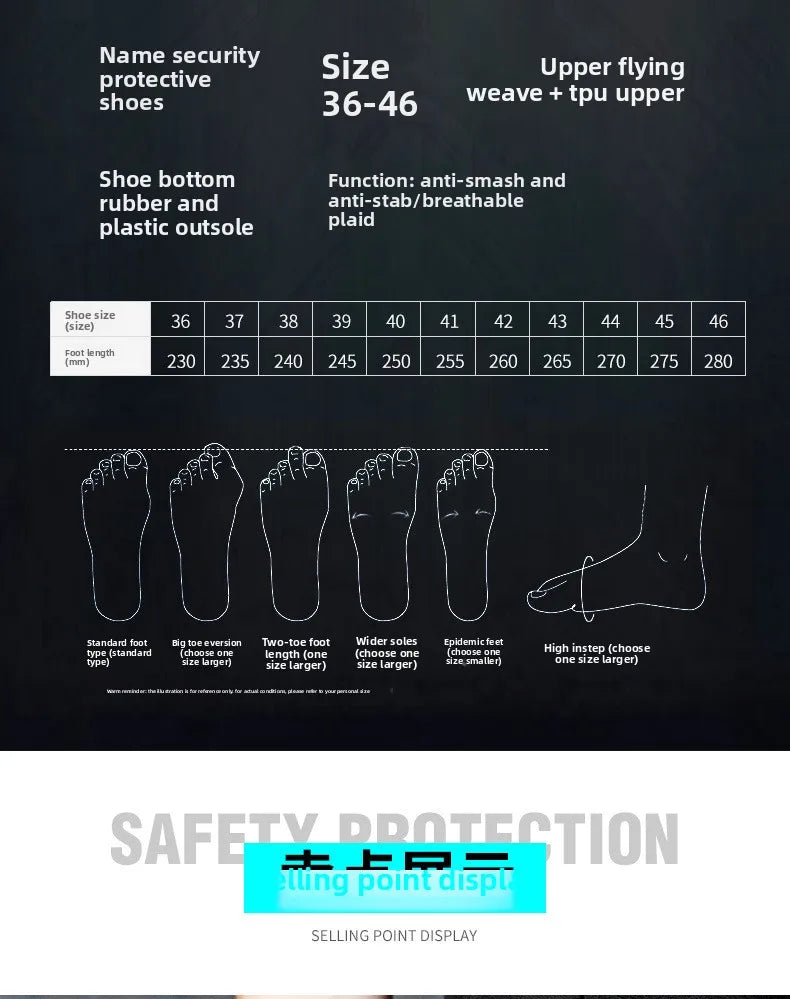 Labor Protection Shoes Are Lightweight Odor Resistant Breathable Smash Resistant Puncture Resistant Wear-resistant Safe for Work