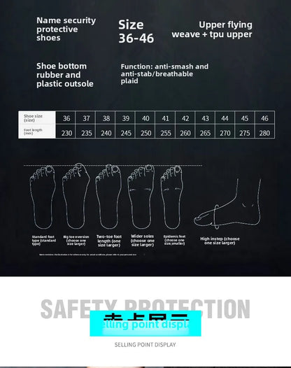 Labor Protection Shoes Are Lightweight Odor Resistant Breathable Smash Resistant Puncture Resistant Wear-resistant Safe for Work