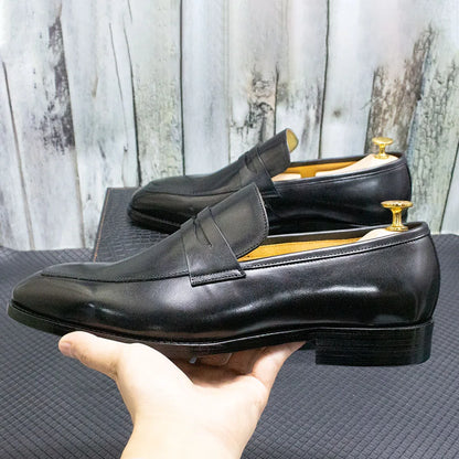 Men's Genuine Leather Penny Loafers Italian Design Luxury Classic Wedding Formal Office Business Dress Shoes