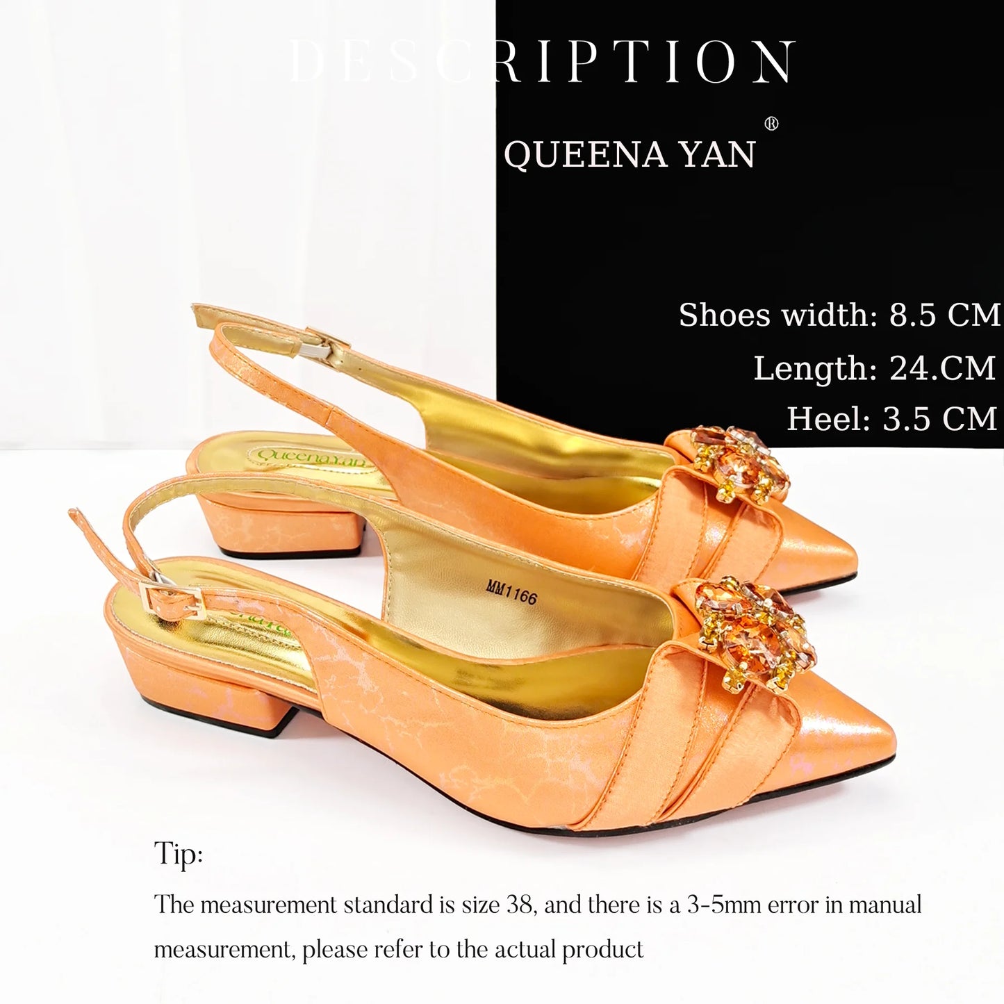 New Summer Collection Stylish Italian Women’s Shoes and Bag Set Gold Colour Comfortable Low Heels With Rhinestone