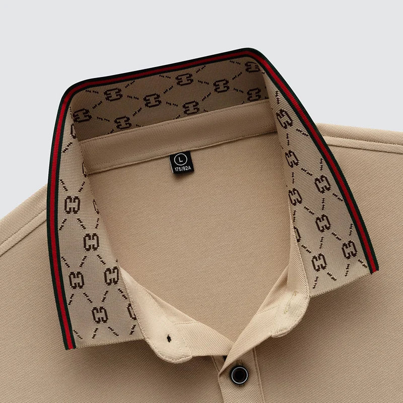 2025 New Summer Men's Business Leisure High end Fashion Boutique Embroidery Original Design Top Short sleeved Polo Shirt