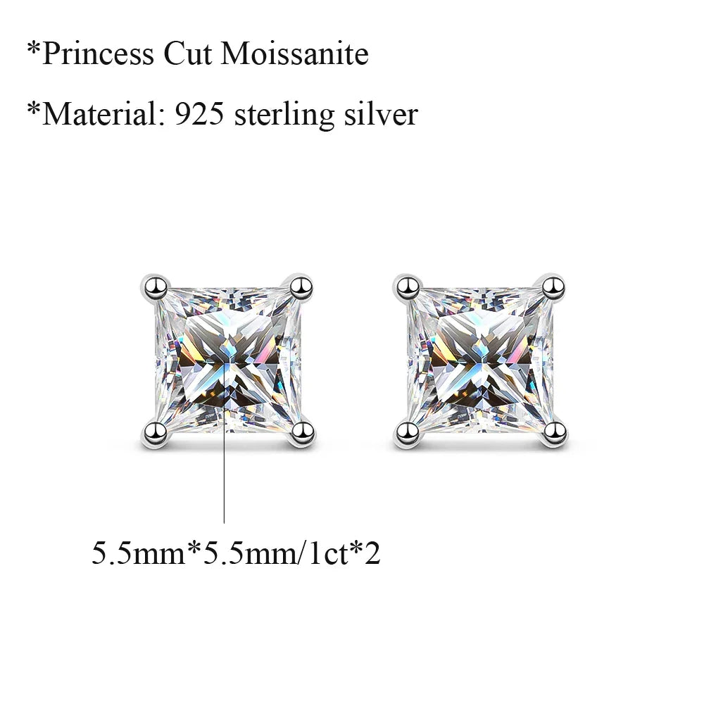 Real 1 Carat D Color Moissanite Stud Earrings For Women Top Quality 100% 925 Sterling Silver Sparkling Wedding Jewelry Hot