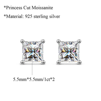 Real 1 Carat D Color Moissanite Stud Earrings For Women Top Quality 100% 925 Sterling Silver Sparkling Wedding Jewelry Hot