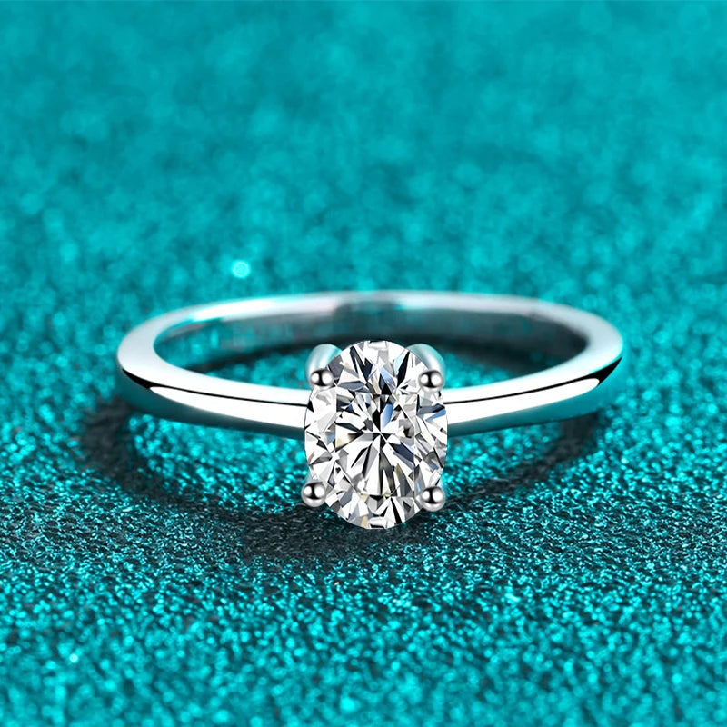 1ct Oval Cut Moissanite Ring for Women Engagement Wedding Lab Diamond s925 Sterling Silver with Gold Plated Rings Jewelry