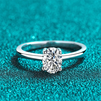 1ct Oval Cut Moissanite Ring for Women Engagement Wedding Lab Diamond s925 Sterling Silver with Gold Plated Rings Jewelry