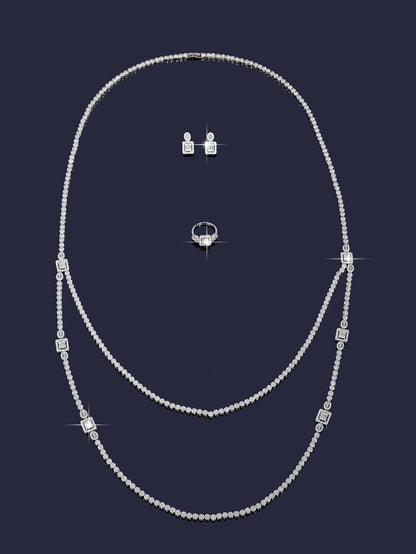 Trendy Sweater Cubic Zircon Long Chian Necklace Jewelry Sets for Women Party Luxury Wedding Bridal Jewellery Accessories