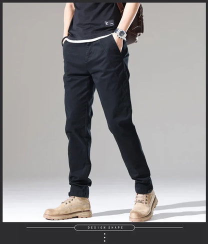 Spring New Men Casual Pants Slim Fit Stretch Arrivals Fashion Button Desinger Men's Streetwear Brand Male Clothing