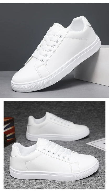 White Black Men Shoes Comfortable Casual Skateboard Shoes Men Solid Leisure Sneakers Lightweight Walking Shoes