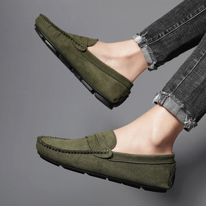 Sapatos Masculinos Casuais de Camurça, Respiráveis, de Couro, Loafers Masculinos, Slip-on, Sapatos de Dirigir Masculinos, Marca de Luxo, Sapatos Náuticos Confortáveis