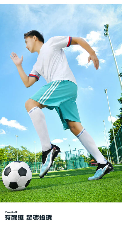 New Men Football Boots Outdoor Sport Boys Long Spikes Training Cleats Soccer Shoes Adult Non Slip Breathable Match Comfortable