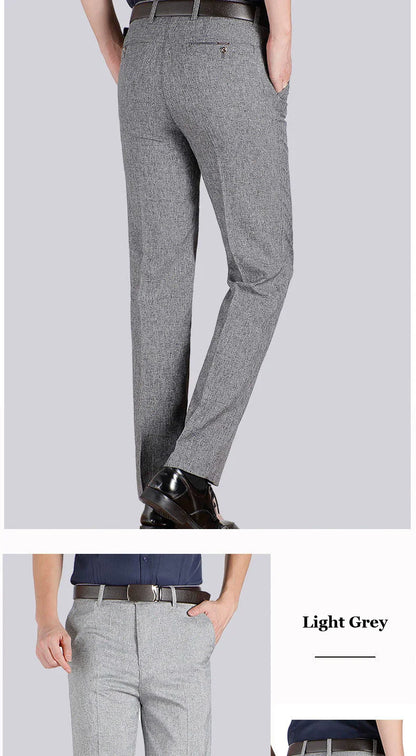 Men's Casual Business Suit Pants Full Length Soft Trim Brand Trousers Regular Straight Black Grey Large Size 28-40 GOZBKF