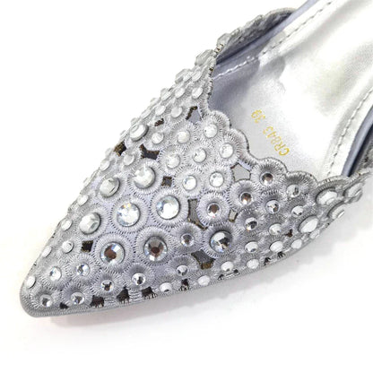 Latest High Heel Gold Color Atmospheric Luxury Pattern With Rhinestones Party Ladies Shoes And Bag Set