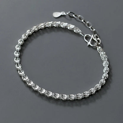 Real 925 Sterling Silver Simple Hollow out Fashion Bracelet Chain For Women Valentine's Day Party Gift Female Jewelry