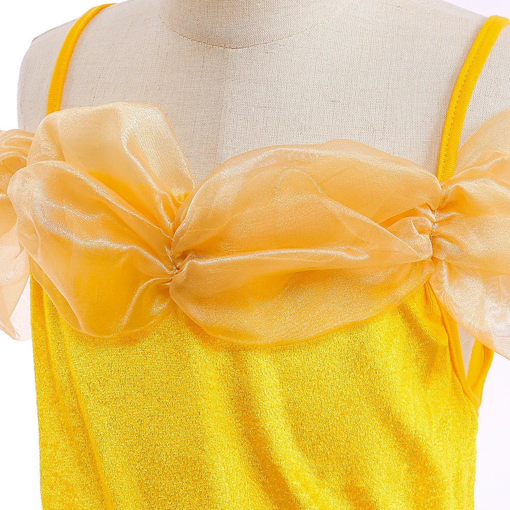 Fancy Girls Belle Halloween Costumes Carnival Cosplay Cartoon Christmas Beauty Party Princess Dress Tulle Birthday Kids Clothing