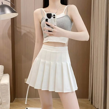 Mini Skirts Womens 2025 Summer Japanese School Pleated Skirts High Waist Kawaii Cute Pink Plaid Skirt Uniform Harajuku Jupe