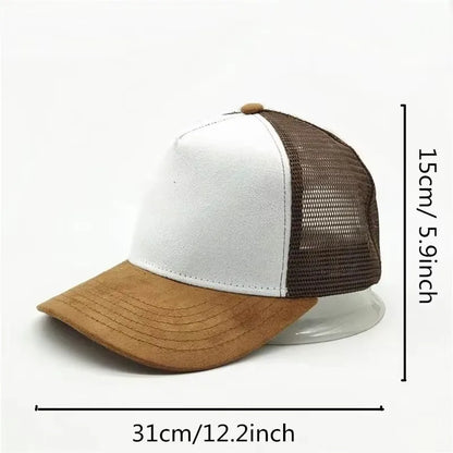 Unisex 5 panel Mesh Suede Trucker Hat  Men Baseball Cap Spring Summer Breathable Sports Hats