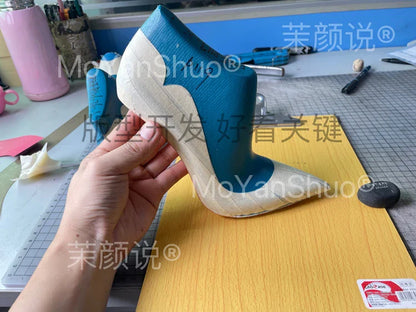 Spring and Autumn New Lacquer Wave V-neck High Heels 12cm Fashionable and Sexy Commuting Single Shoes
