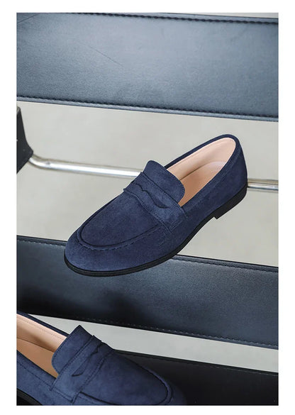 Retro Brown Men's Loafers Comfortable Suede Leather Casual Shoes Man Slip-on Shoes Flat Moccasins For Men zapatos de hombre