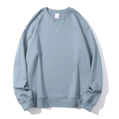 380g Tight Match Heavy Inverted Triangle Loose Versatile Solid Cotton Vintage Autum Winter Long Sleeve Round Neck Sweater