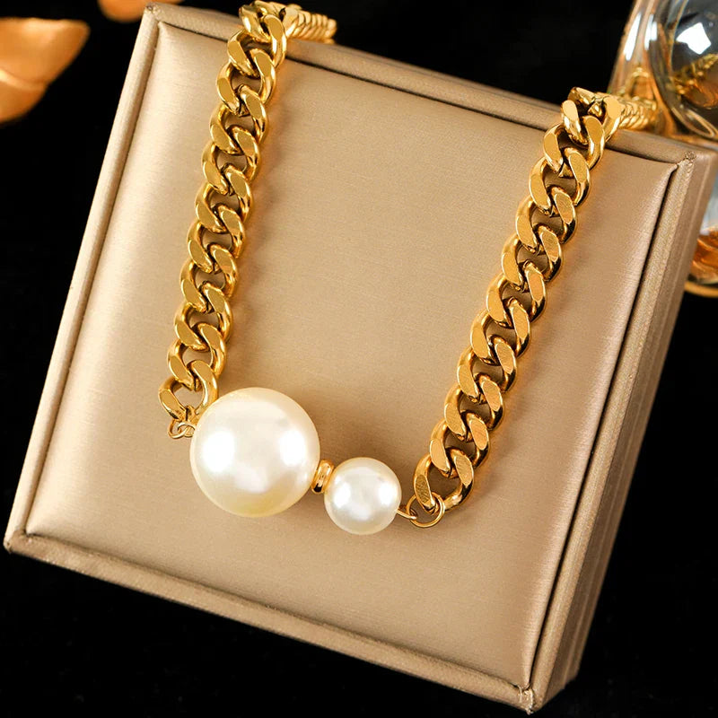 316L Stainless Steel Gold Silver Color Thick Chain Necklace For Women Fashion Cuban Neck Chain Waterproof Jewelry Gift
